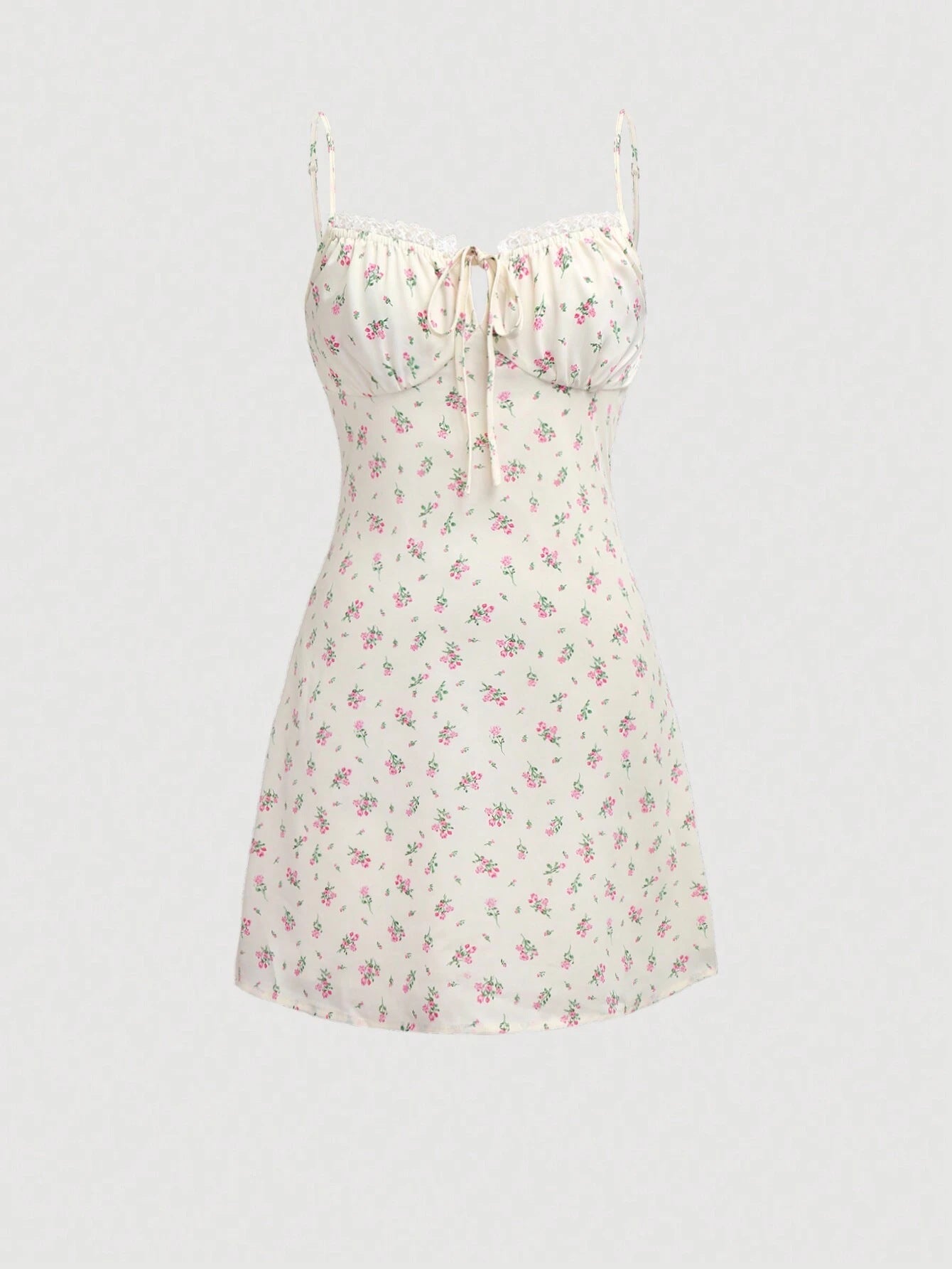 Womens Body Enhancing Lace Floral Slip Dress