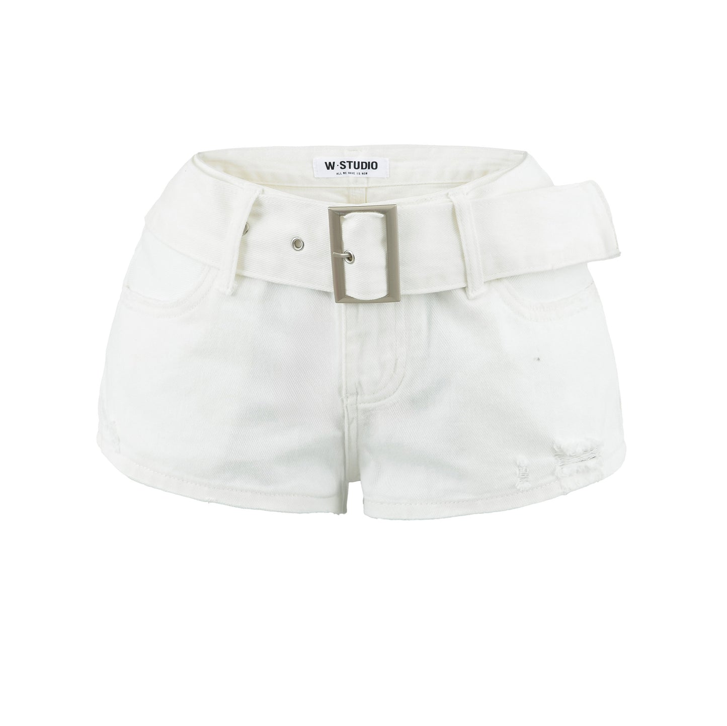 Belt denim shorts