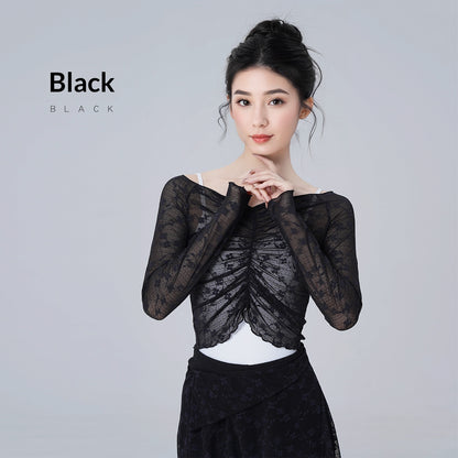 Ballet Long-sleeve Off-shoulder Outerwear Practice Suit Bodywear Set