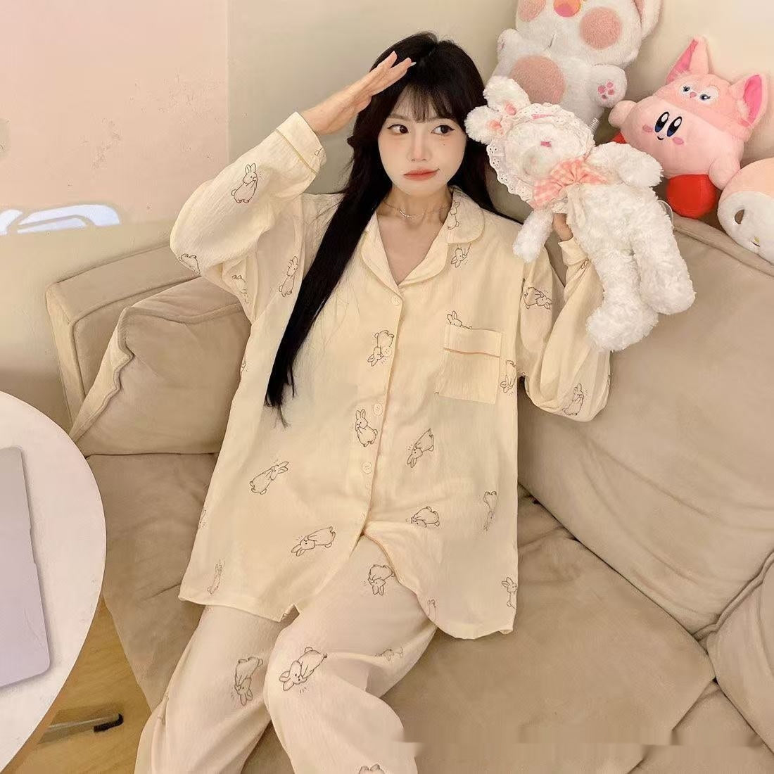 Women's Long Sleeve Pajama Cardigan Lounge Set