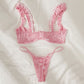Pure Desire Lace Flower High-Quality Three-Piece Sexy Underwear Set