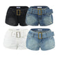 Belt denim shorts