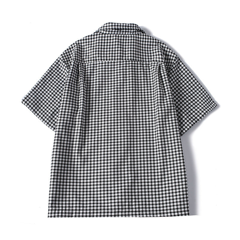 Checkered Cuban Collar Short Sleeve Shirt Men's Relaxed Cool Casual Dress Shirt