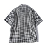 Checkered Cuban Collar Short Sleeve Shirt Men's Relaxed Cool Casual Dress Shirt