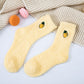 Coral velvet socks embroidered with fruits