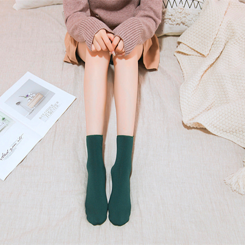 Warm Socks Fleece Lined Thickened Men Women Color Floor Socks