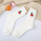 Coral velvet socks embroidered with fruits