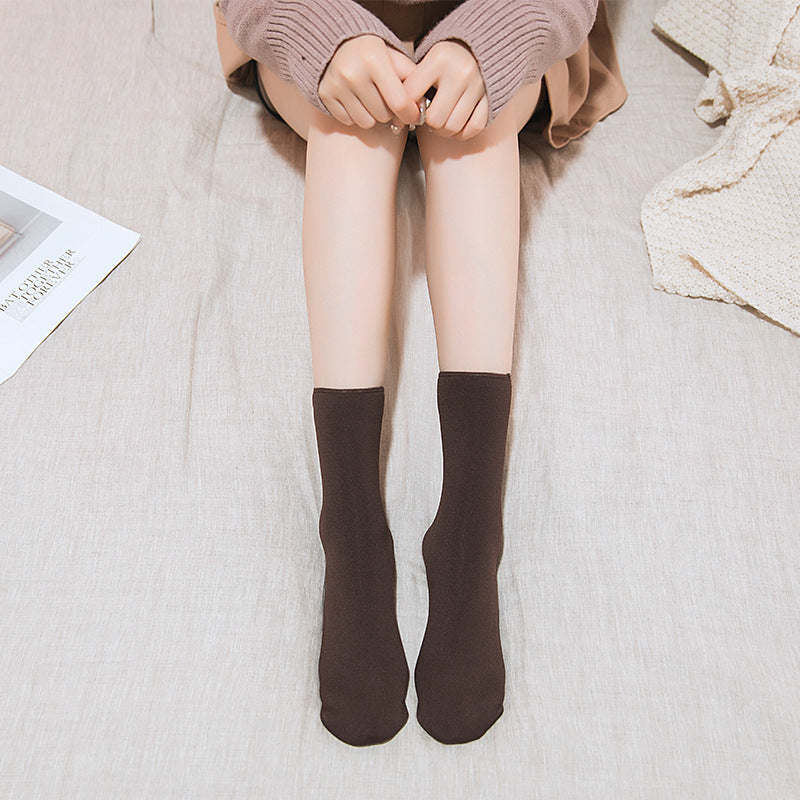Warm Socks Fleece Lined Thickened Men Women Color Floor Socks