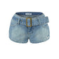 Belt denim shorts
