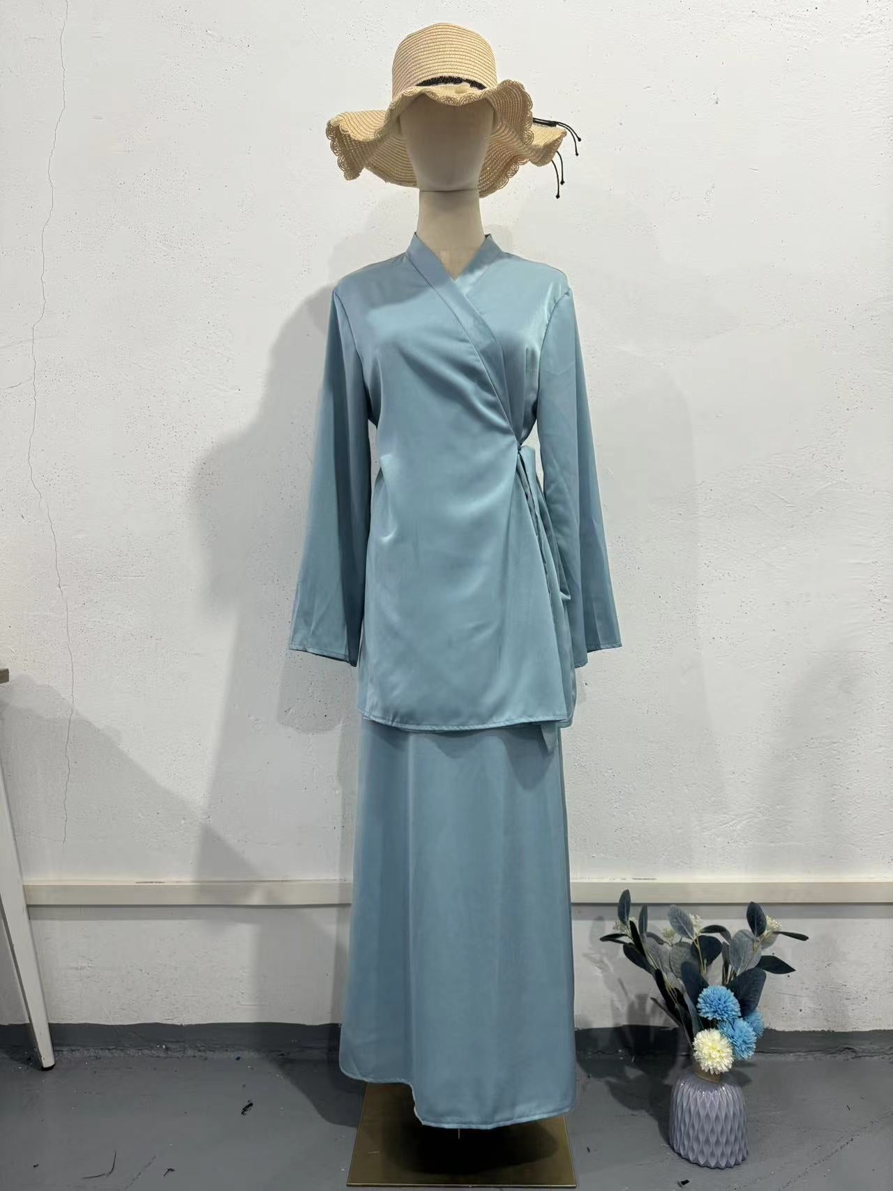 Crossover Sleepwear Waist-Cinching Sheer Spring Dress Set for Women New Fashion with Tie-Up Detail
