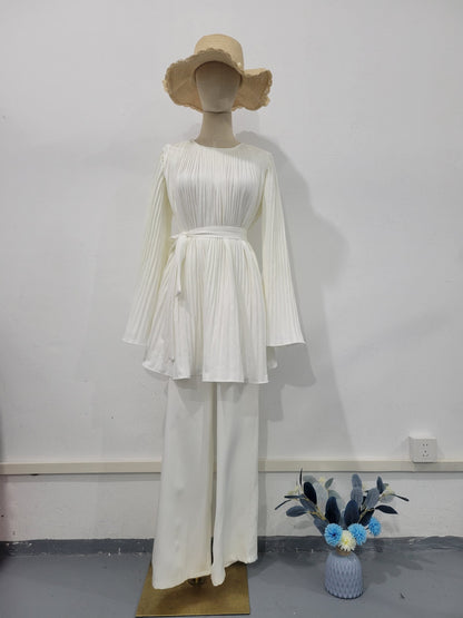 New pleated loose spring fashionable temperament pants set with feminine design