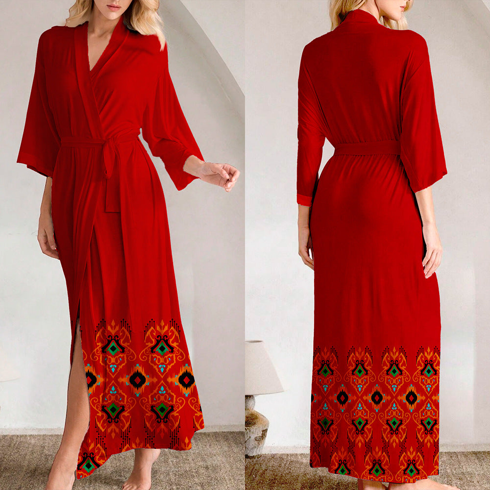 Summer Satin Chiffon Light-Luxury Ice Silk Nightgown